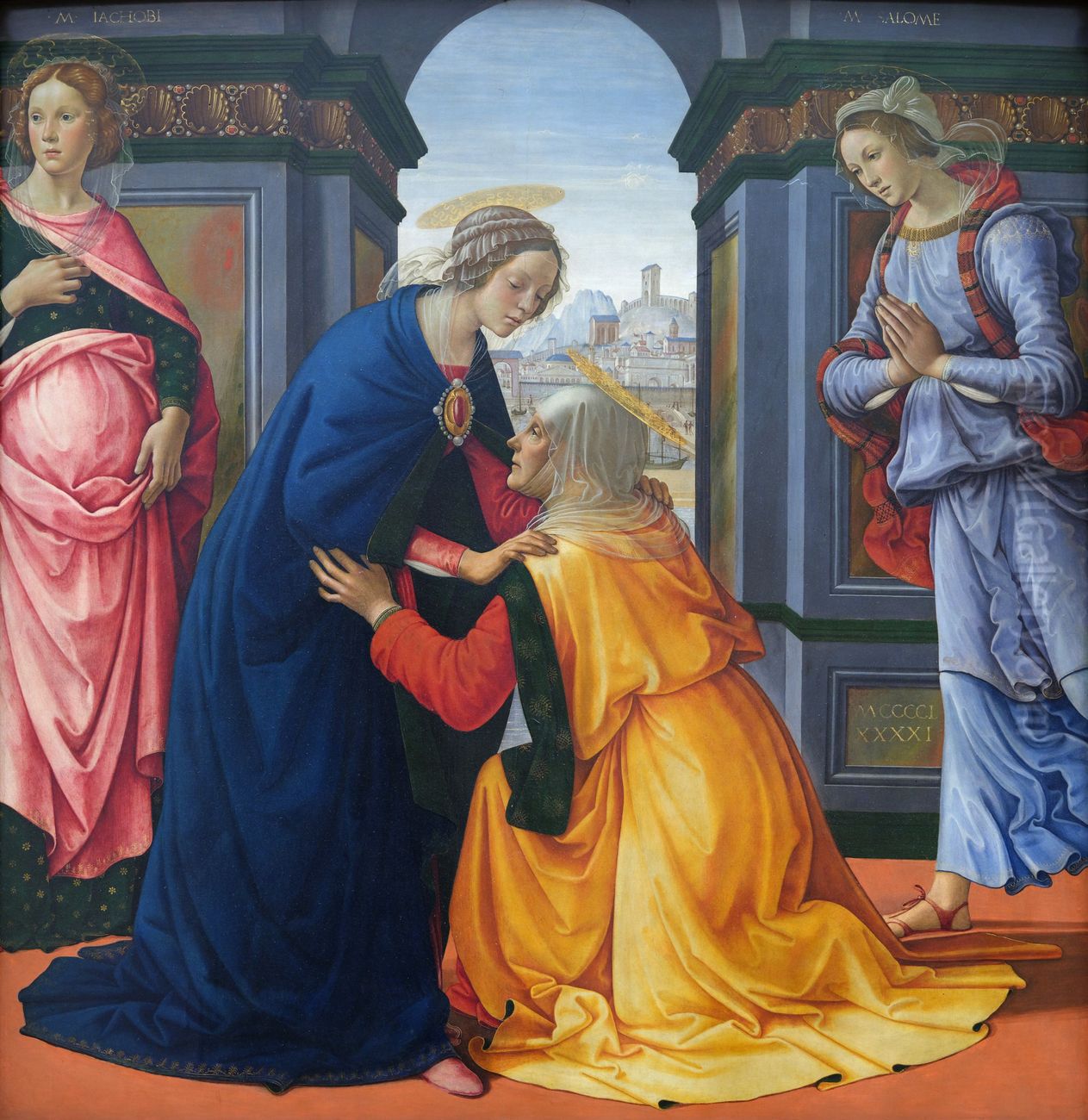 La Visitation avec Marie-Jacobie et Marie-Salome Oil Painting by Ghirlandaio Domenico