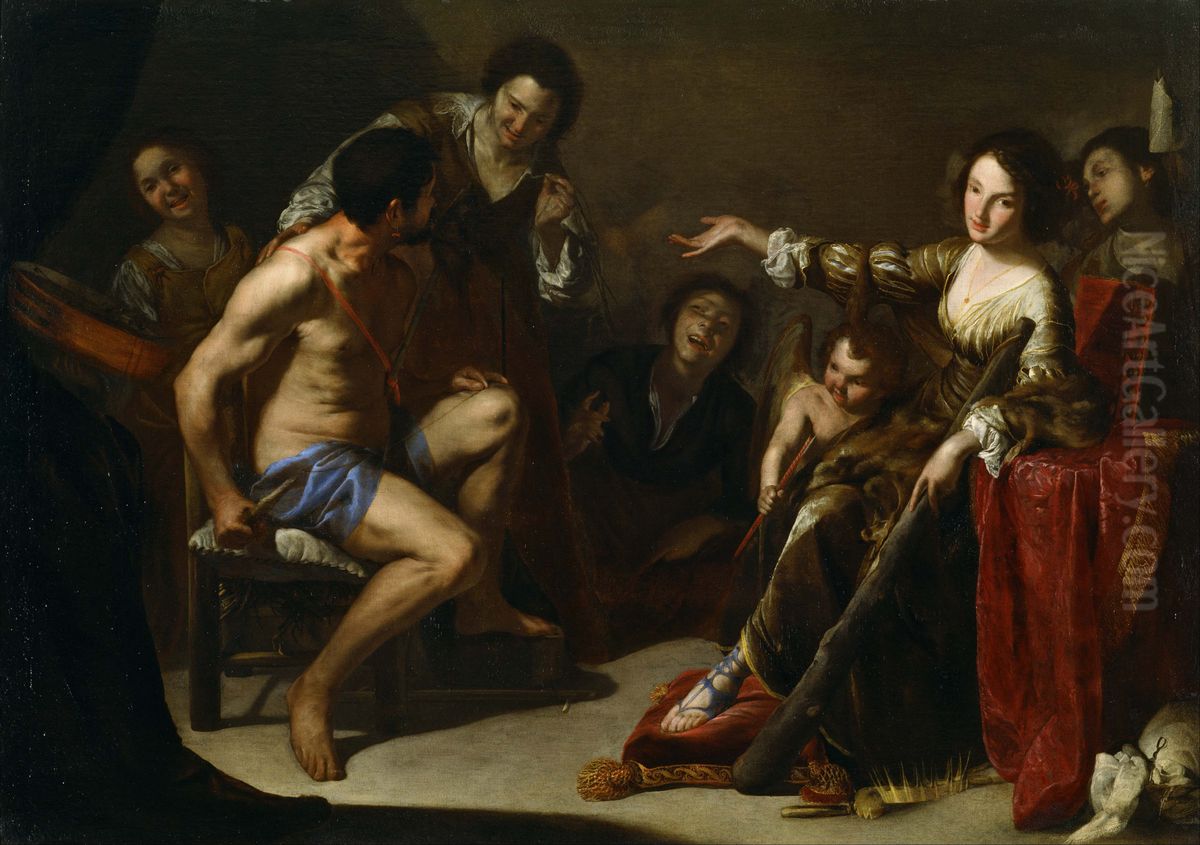 Hercules and Omphale Oil Painting by Bernardo Cavallino