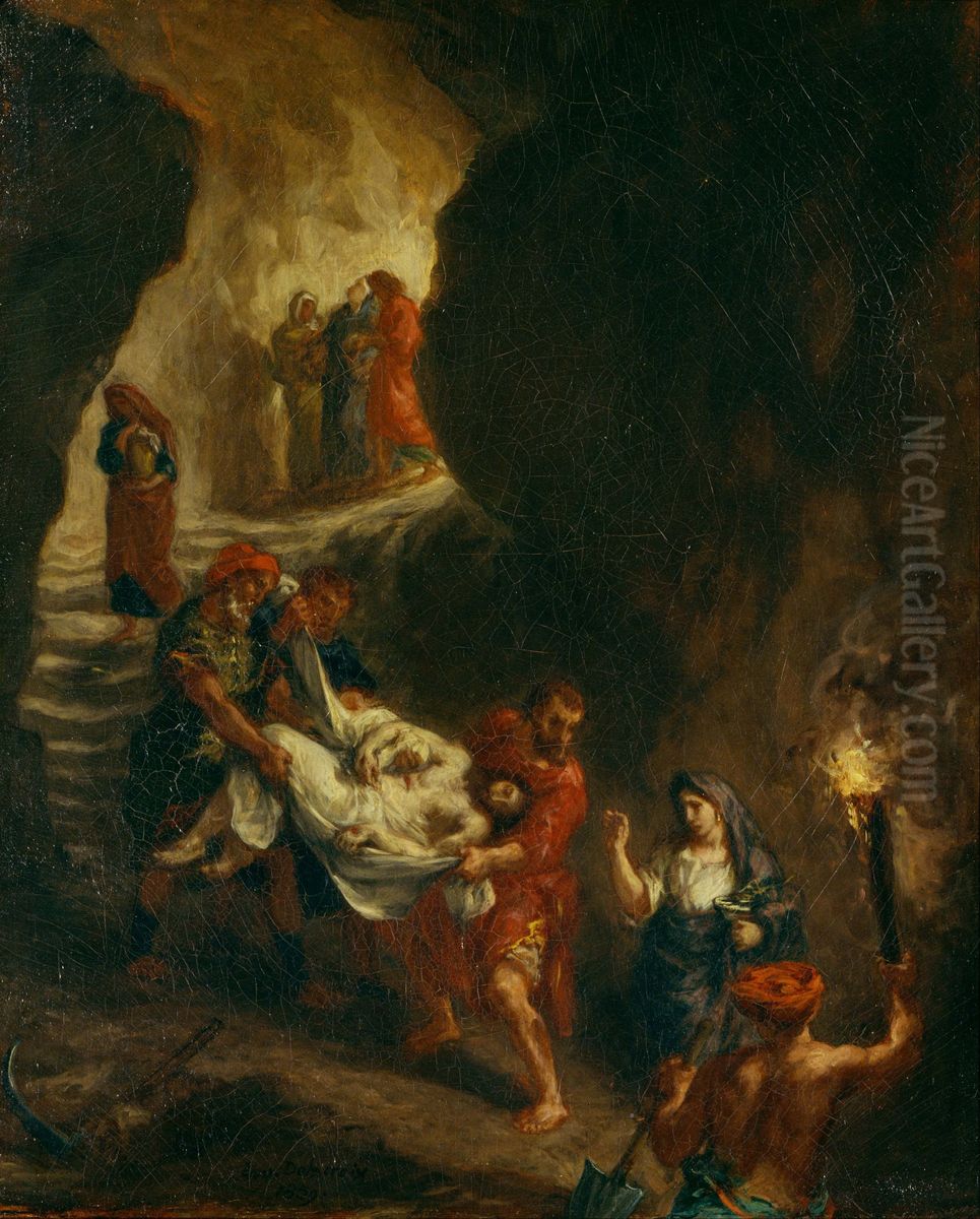Christ Carried Down to the Tomb Oil Painting by Eugene Delacroix