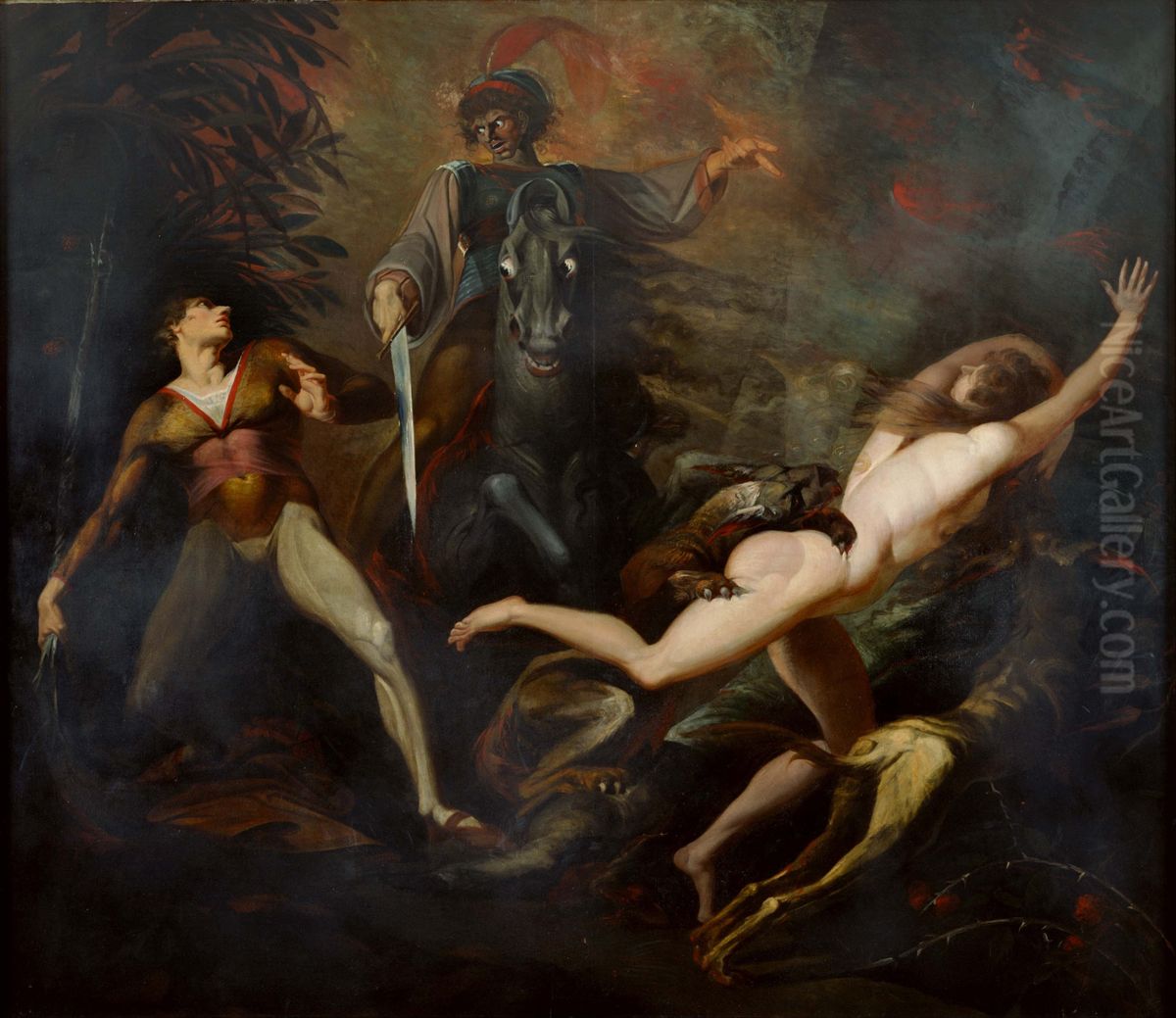 Theodore Meets in the Wood the Spectre of His Ancestor Guido Cavalcanti Oil Painting by Henry Fuseli