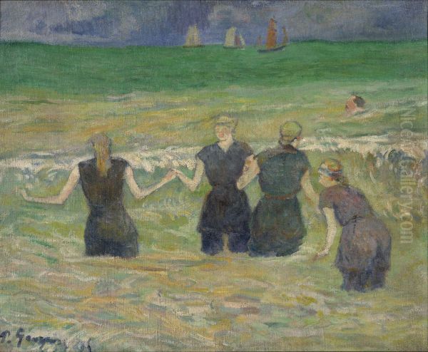 Baigneuses a Dieppe Oil Painting by Paul Gauguin