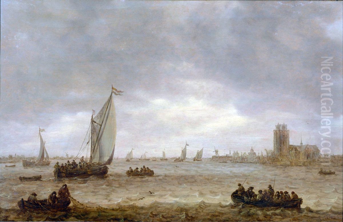 Mouth of the Meuse  (Dordrecht) Oil Painting by Jan van Goyen