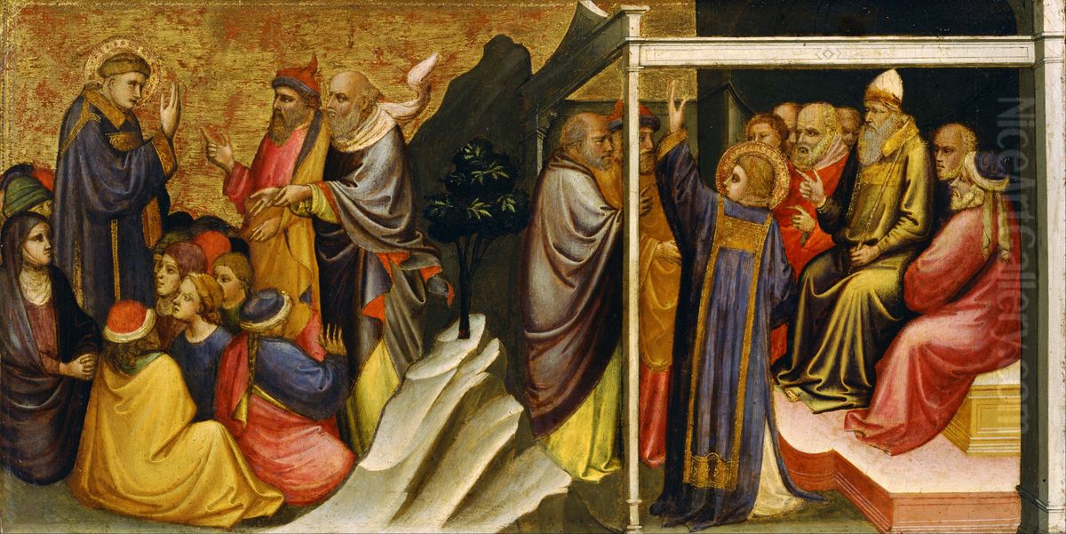 St. Stephen Preaching / St. Stephen before the High Priest and Elders of the Sanhedrin Oil Painting by Mariotto Di Nardo