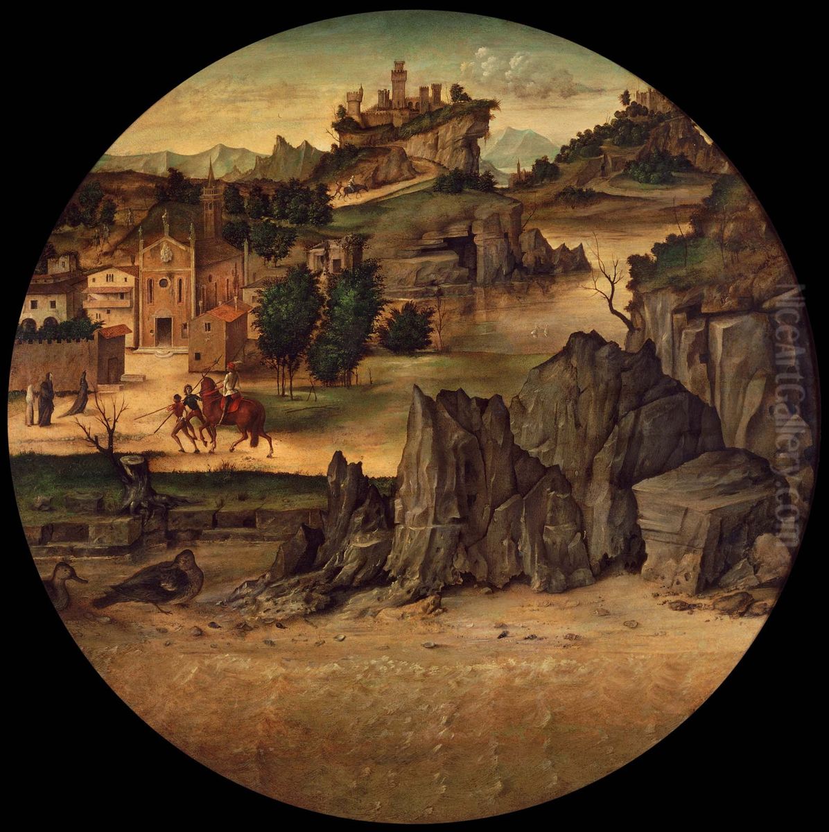 Landscape with Castles Oil Painting by Bartolomeo Montagna