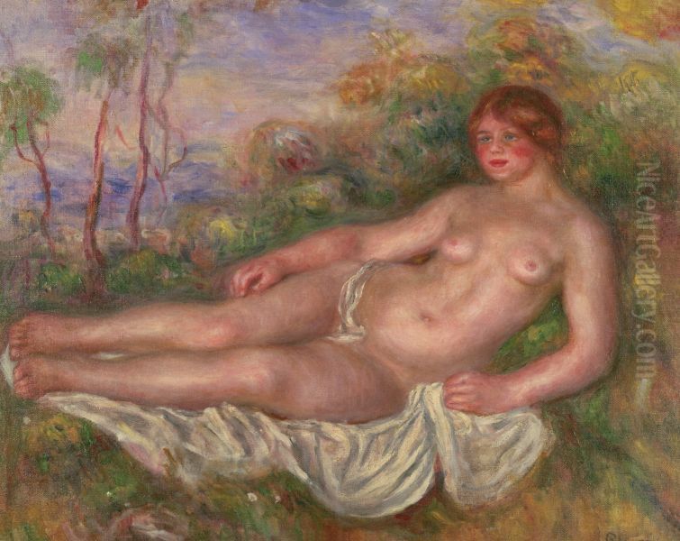 Baigneuse allongee Oil Painting by Pierre Auguste Renoir