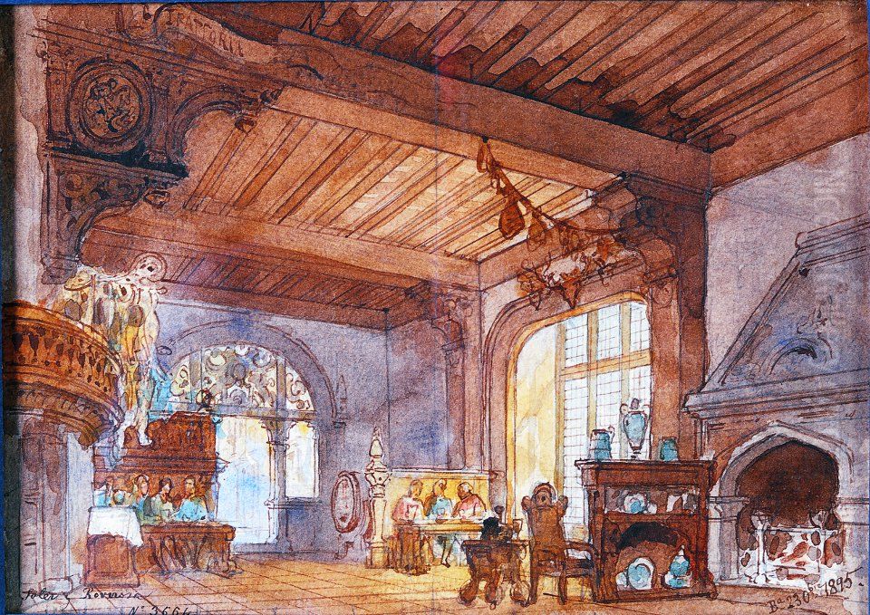 Inside a trattoria Oil Painting by Francesc Soler i Rovirosa
