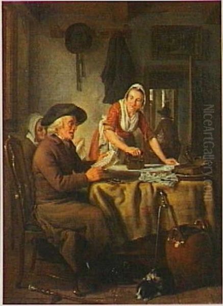 Home Life Oil Painting by Adriaan de Lelie