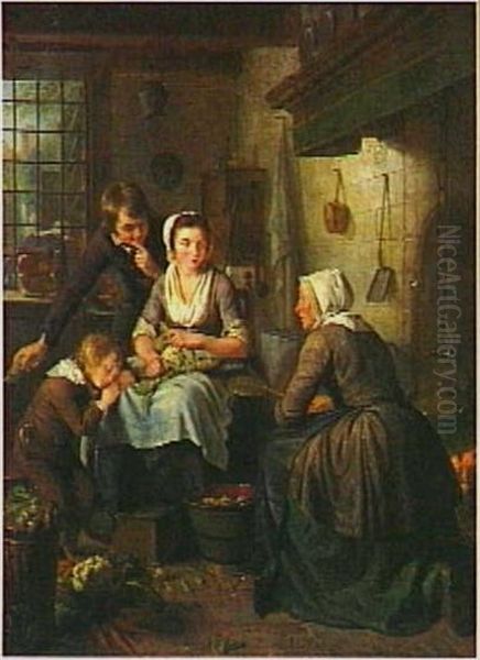Een Hollandse keuken Oil Painting by Adriaan de Lelie