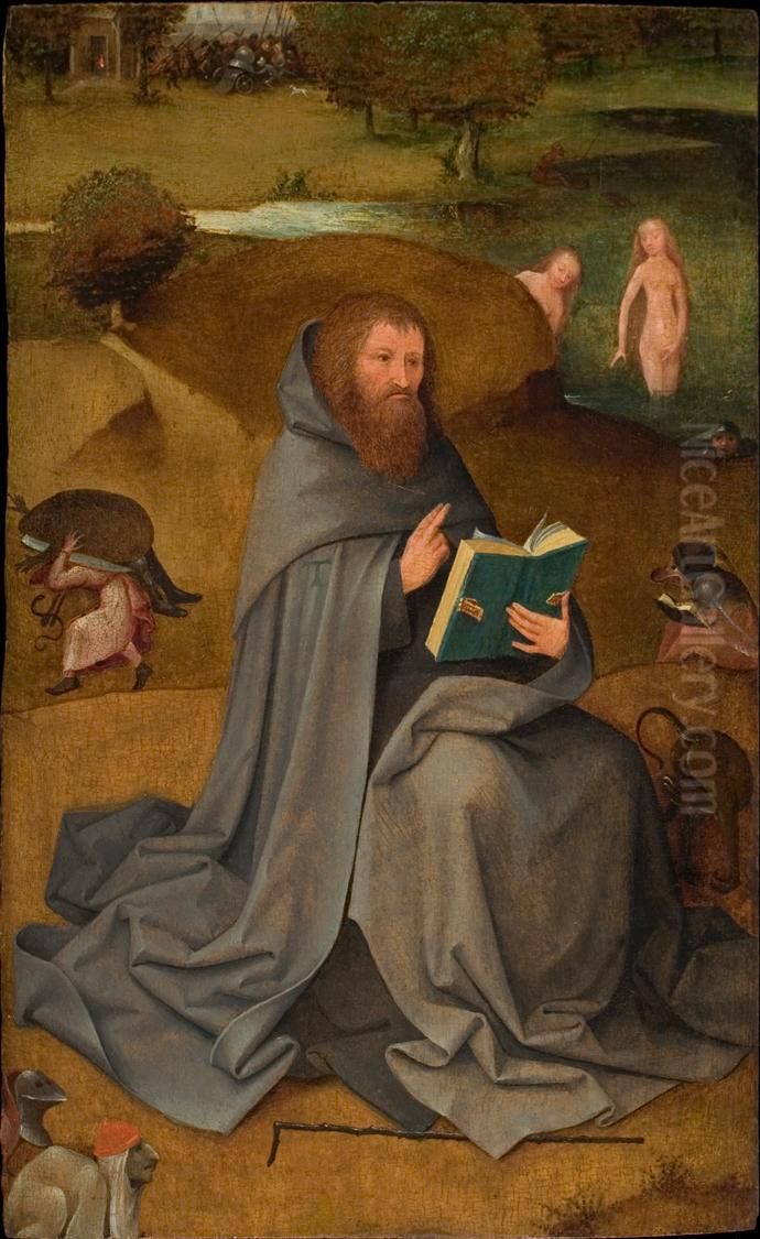 De bekoring van de H. Antonius Oil Painting by Hieronymous Bosch