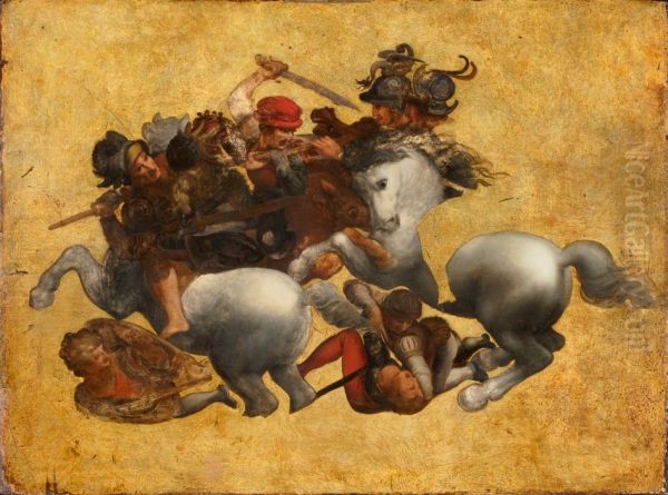 Lotta per lo stendardo Oil Painting by Leonardo Da Vinci