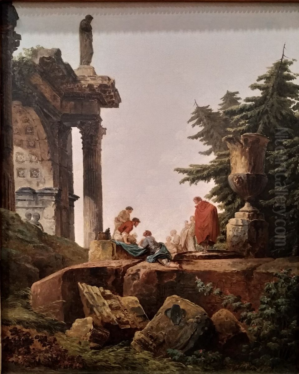 Arch of Triumph in Ruins Oil Painting by Hubert Robert