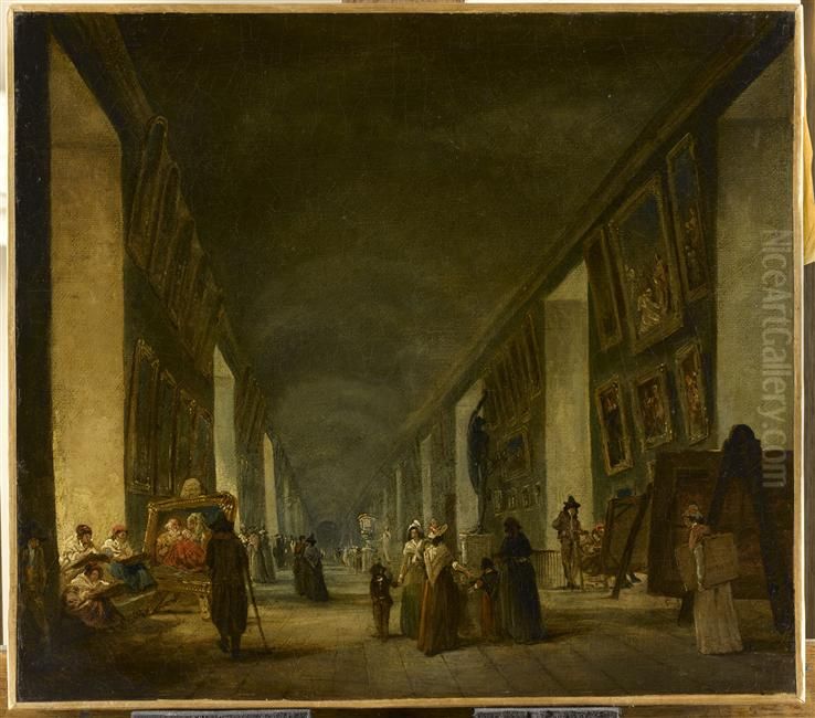 La Grande Galerie du Louvre, entre 1794 et 1796 Oil Painting by Hubert Robert