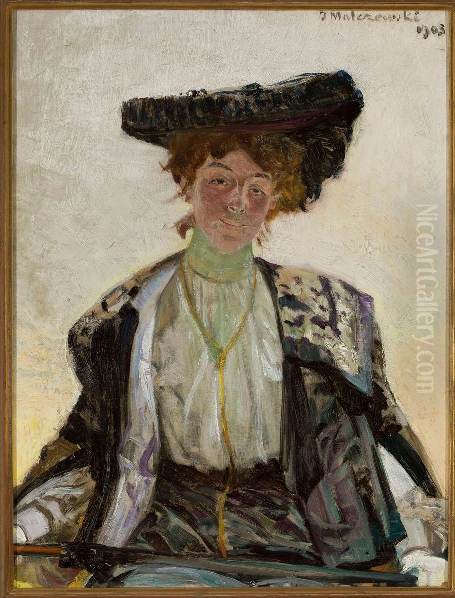 Portrait of actress Helena Sulima Oil Painting by Jacek Malczewski