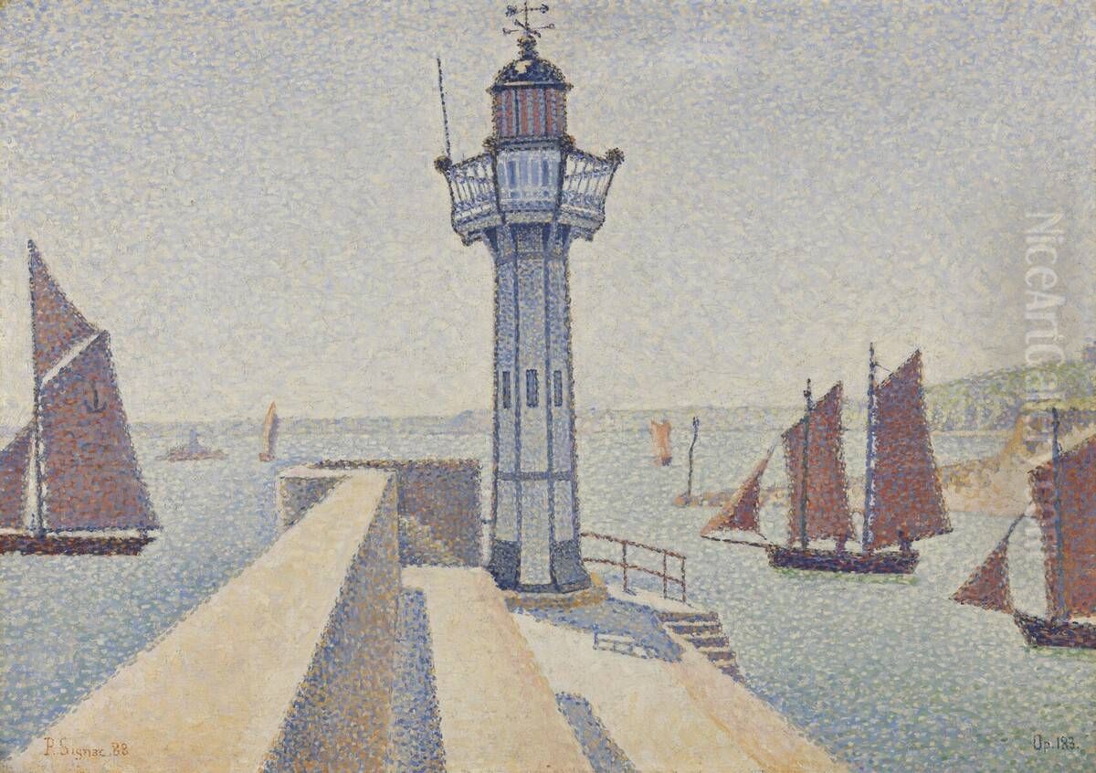 Portrieux, the lighthouse Oil Painting by Paul Signac