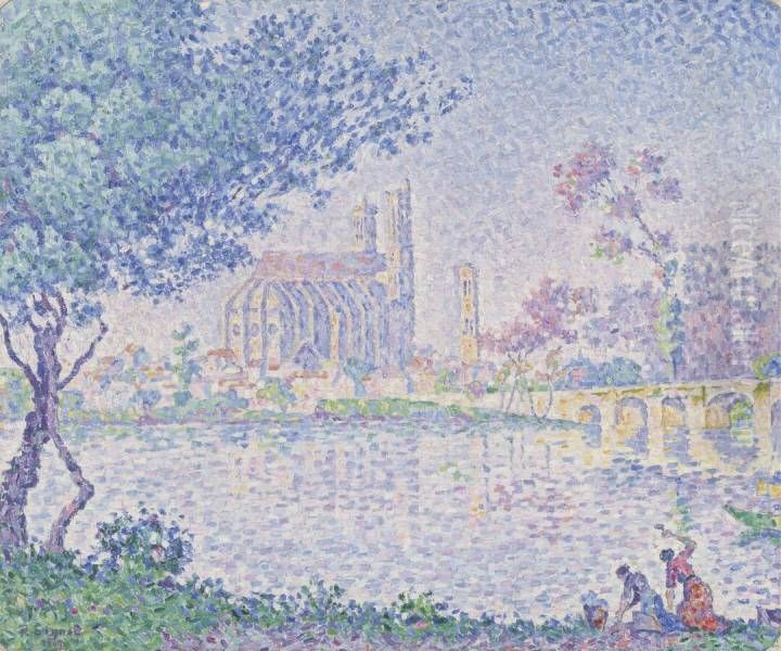 The Seine at Mantes Oil Painting by Paul Signac