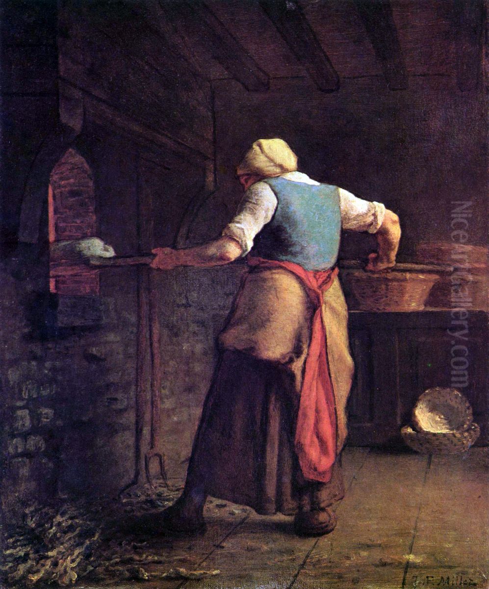 A woman baking bread Oil Painting by Jean-Francois Millet