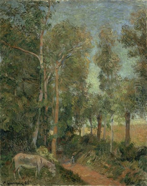 La Lisiere de la foret III, ou L'Ane au bord du chemin Oil Painting by Paul Gauguin