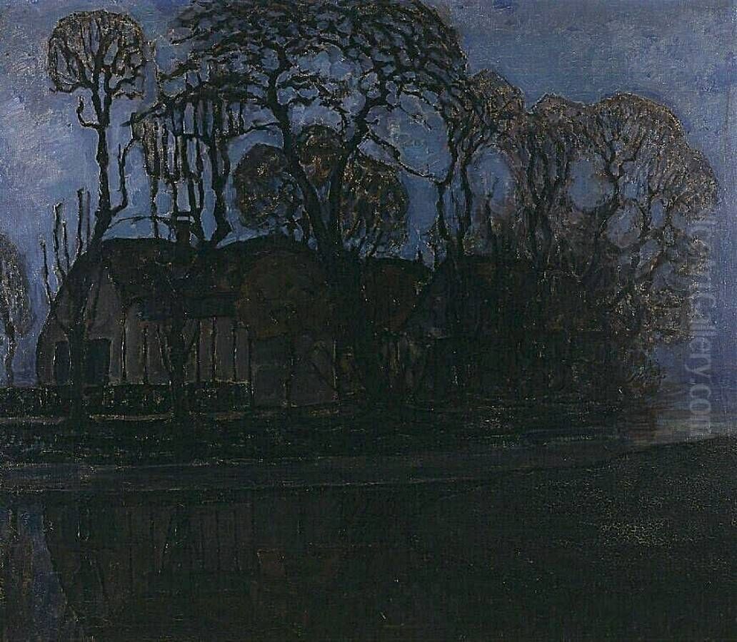Farm near Duivendrecht, in the evening Oil Painting by Piet Mondrian