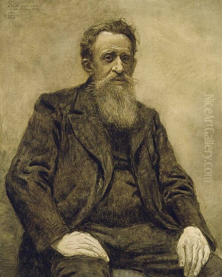 Portrait of Constantin Meunier Oil Painting by Theo van Rysselberghe