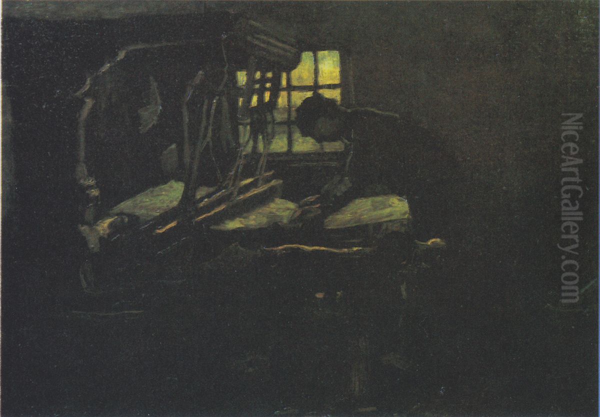 Weaver, standing at the loom Oil Painting by Vincent Van Gogh