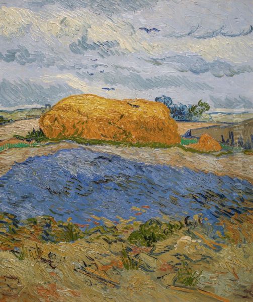 Wheat Stack under a Cloudy Sky Oil Painting by Vincent Van Gogh