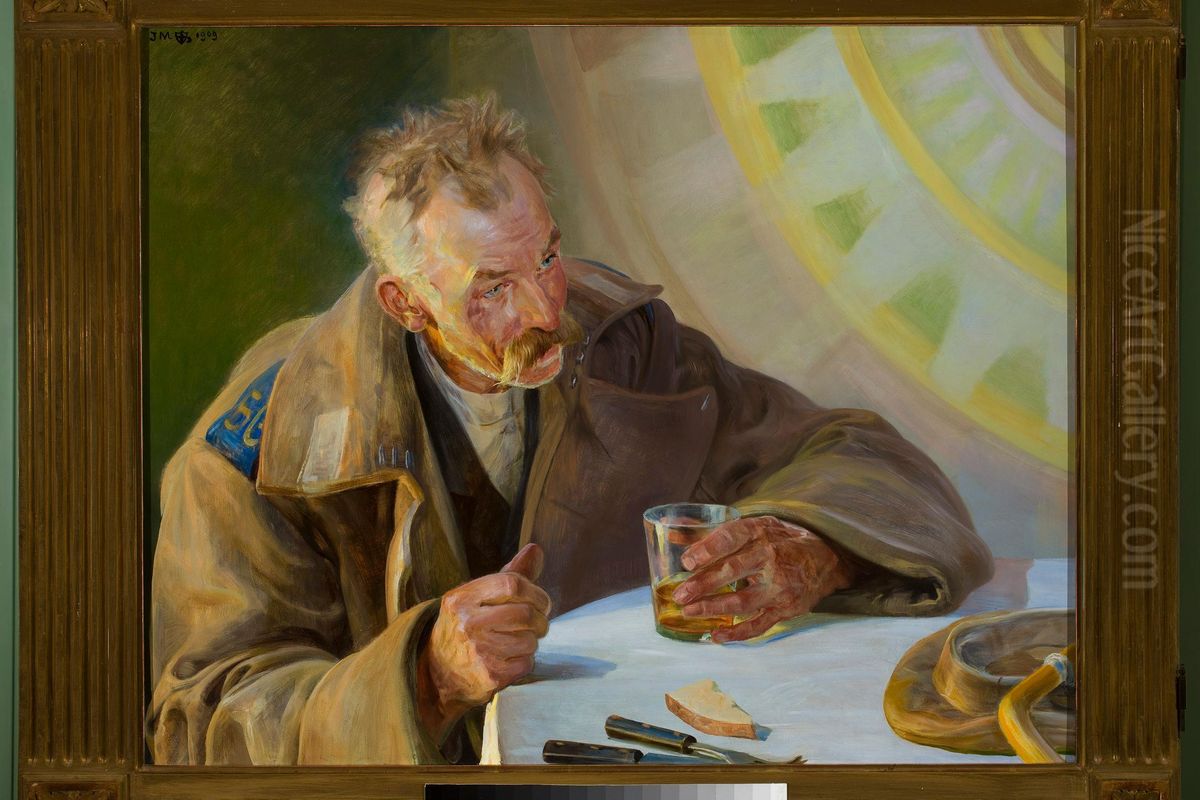 Zeslaniec - lewa czesc tryptyku Oil Painting by Jacek Malczewski
