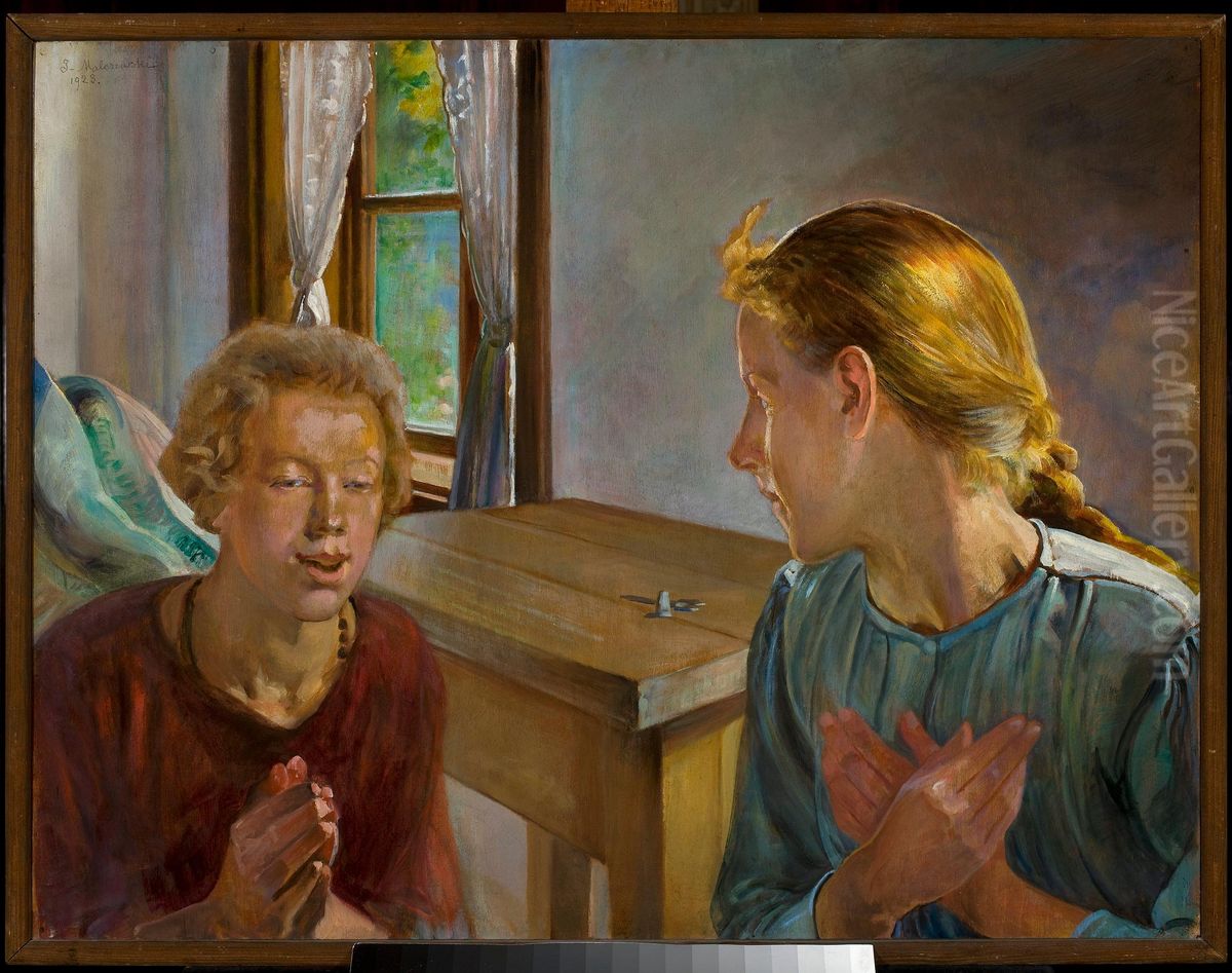 Annunciation Oil Painting by Jacek Malczewski