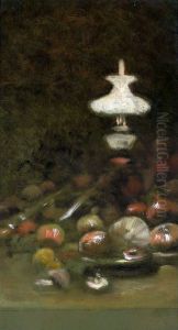 Oil lamp and fruits