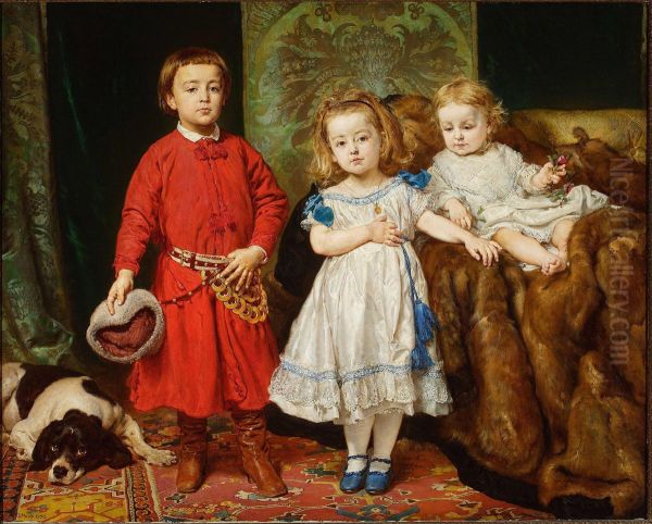 Portret trojga dzieci artysty: Tadeusza, Heleny i Beaty Oil Painting by Jan Matejko