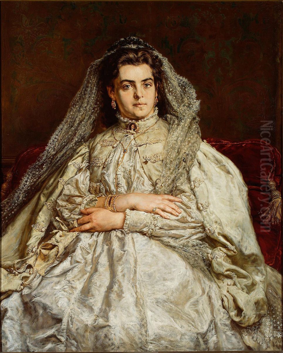 Portret zony artysty Teodory z Giebultowskich Oil Painting by Jan Matejko