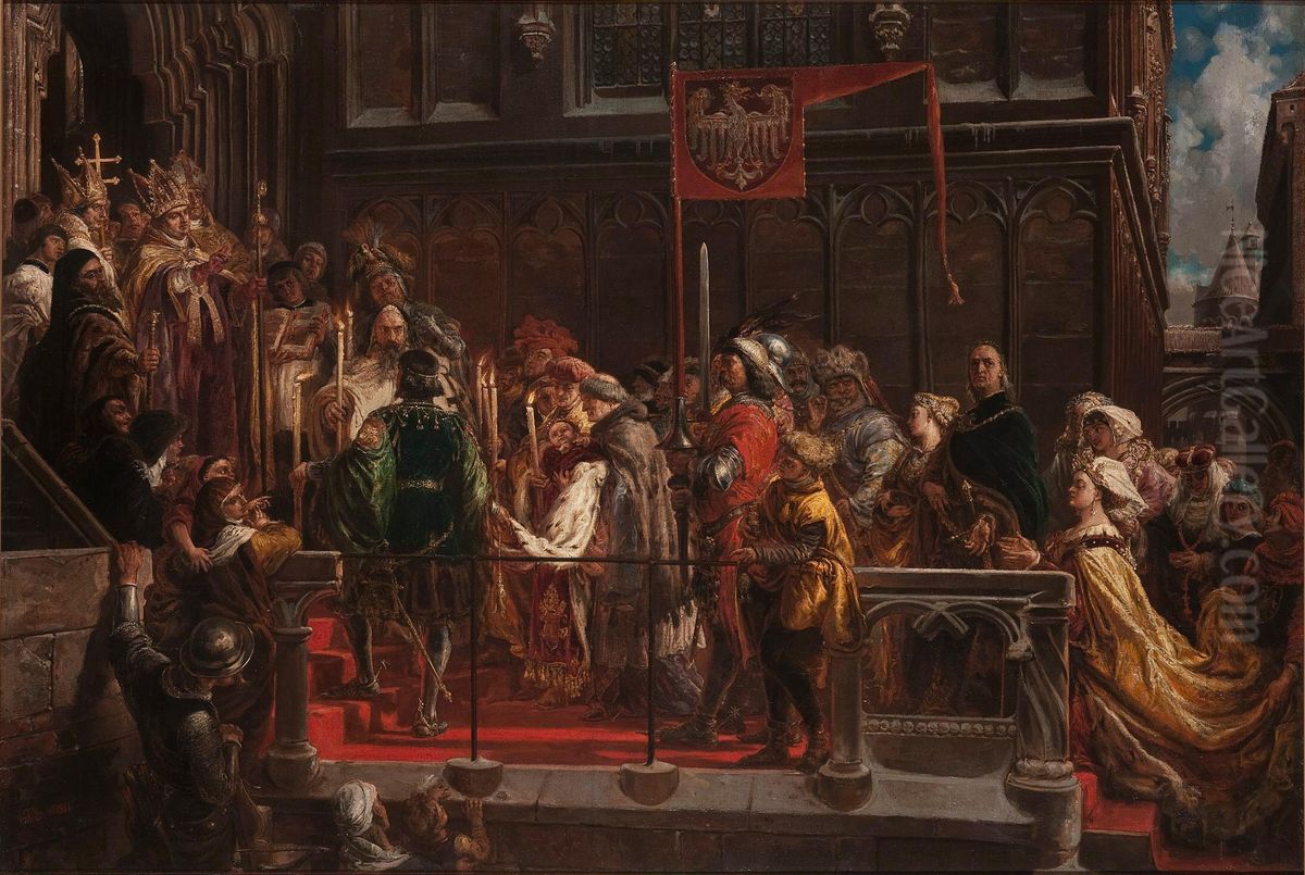 Baptism of Wladislaus III of Poland 18 02 1425 Oil Painting by Jan Matejko