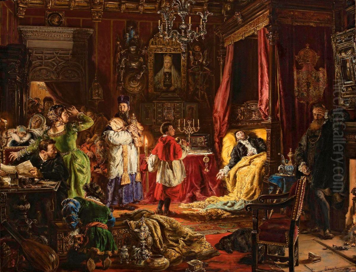 Death of Sigismund Augustus in Knyszyn in 1572 Oil Painting by Jan Matejko