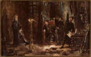 Twardowski wywolujacy ducha Barbary przed Zygmuntem Augustem, szkic