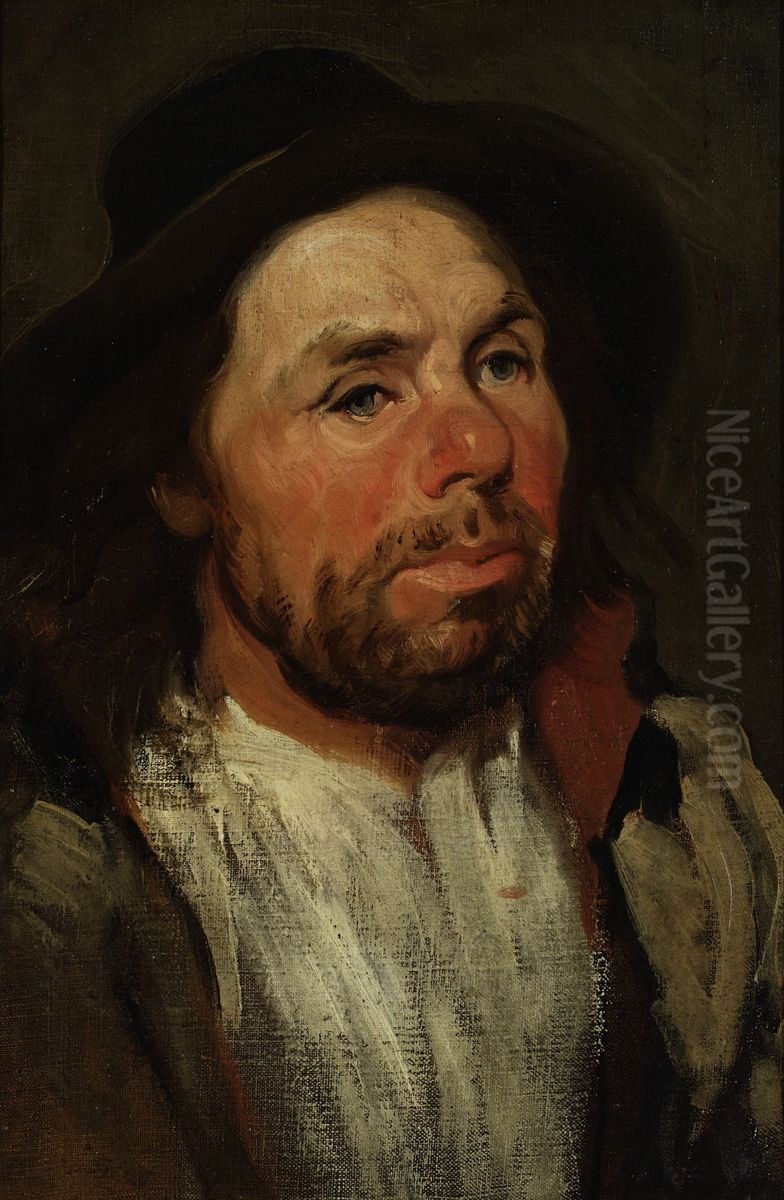 Study of a peasant in a hat Oil Painting by Piotr Michalowski