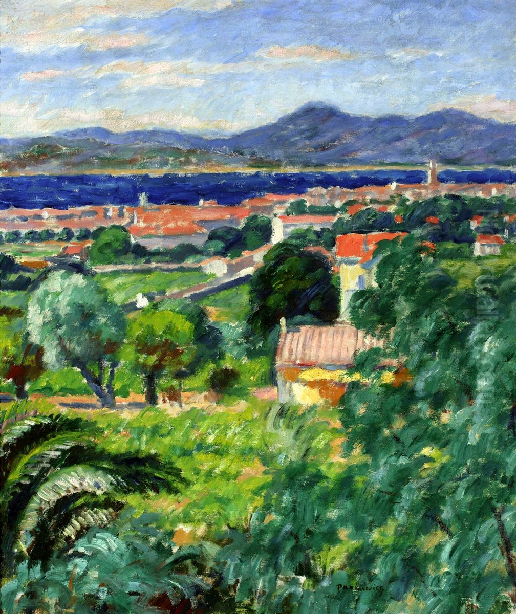 Landscape from Saint-Tropez Oil Painting by Jozef Pankiewicz