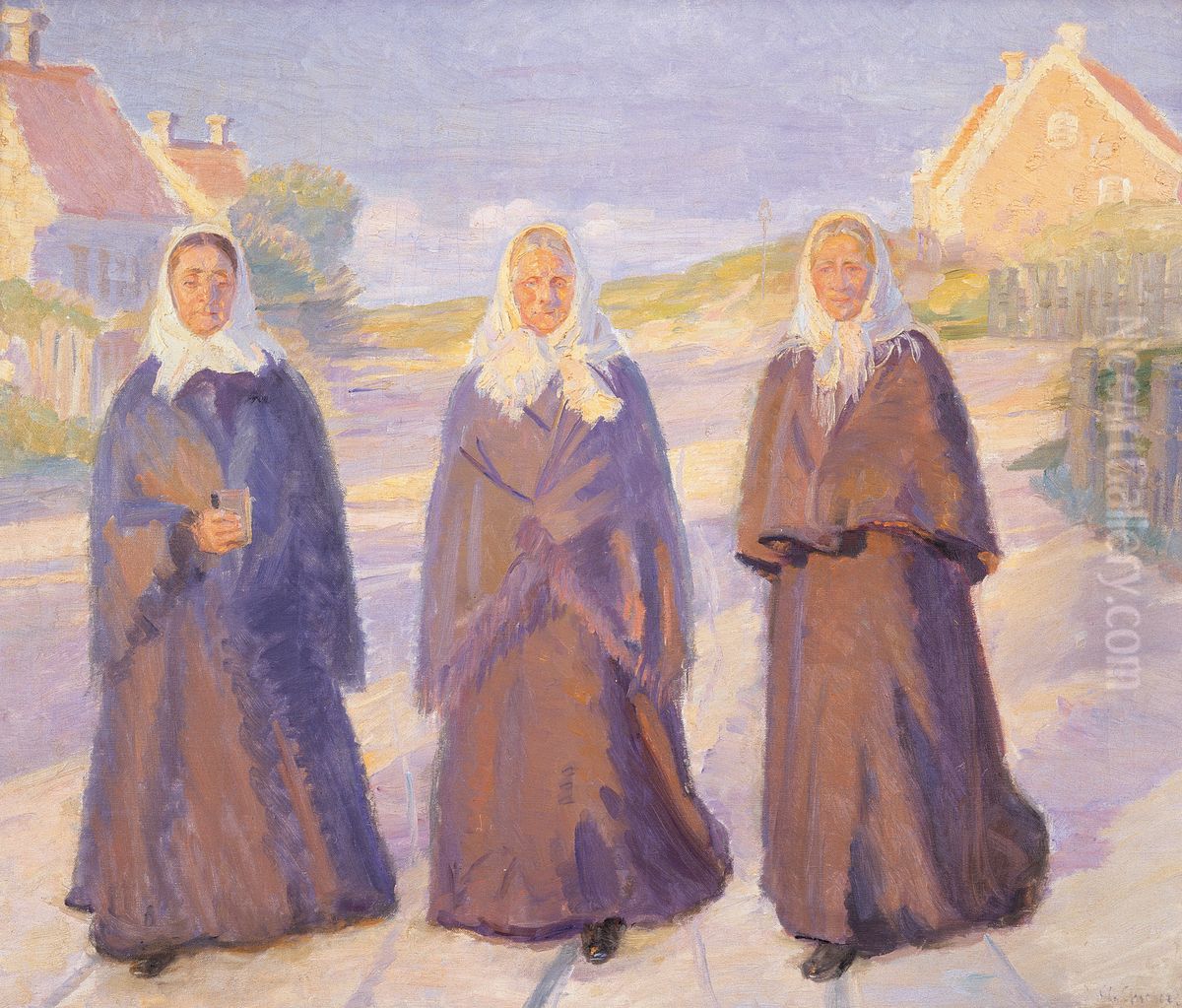 On the Way to Church Oil Painting by Anna Ancher