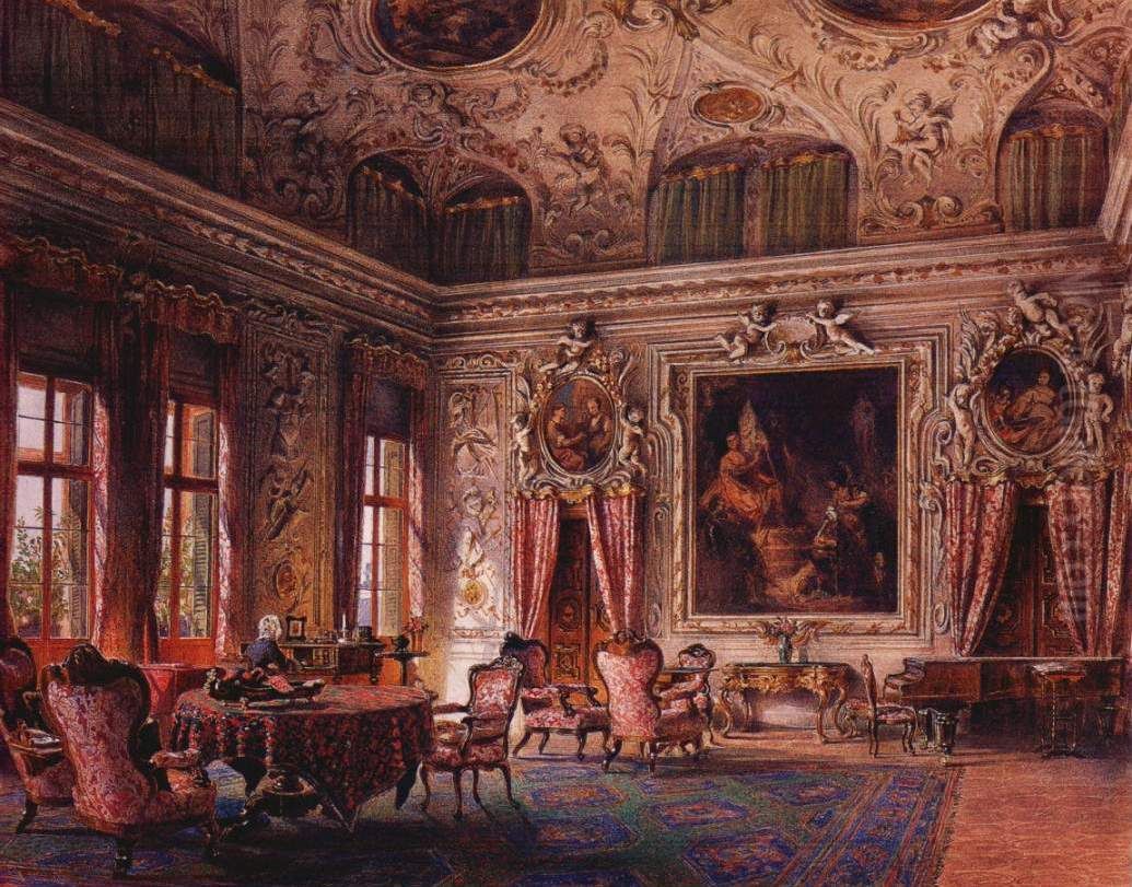 The Salone of the Palazzo Barbaro Oil Painting by Ludwig Passini