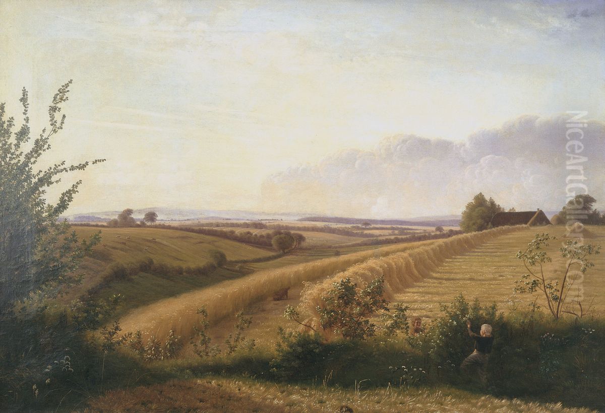 Sildig eftermiddag i efterhosten. Motiv fra Horneland i naerheden af Faaborg Oil Painting by Vilhelm Kyhn