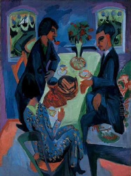 Tea at Fehmarn Oil Painting by Ernst Ludwig Kirchner