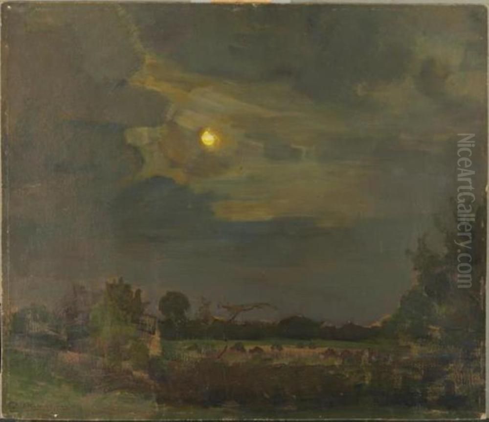 Landschap bij maanlicht Oil Painting by Piet Mondrian