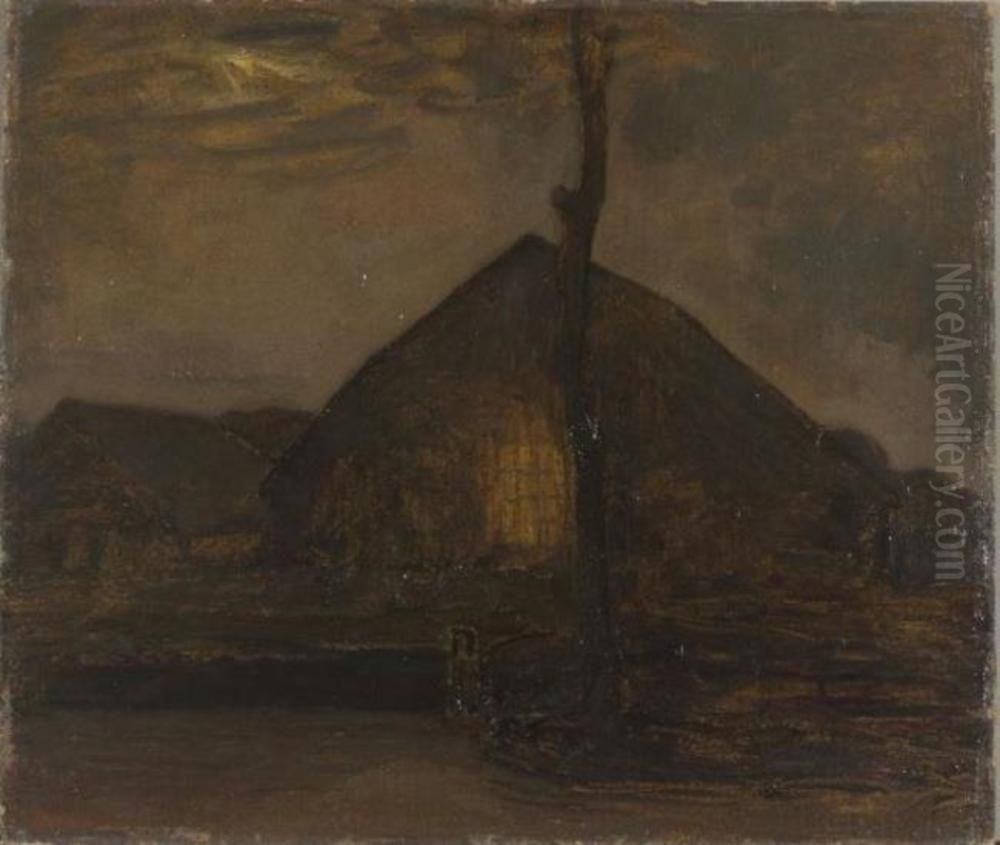 Boerderij in de avond Oil Painting by Piet Mondrian