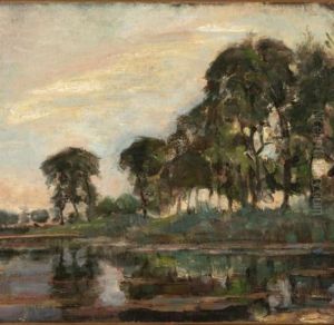 Bend in the Gein with poplars, three isolated