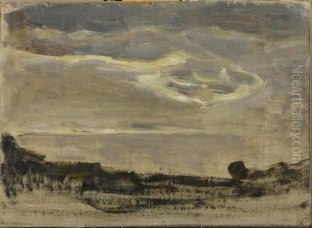 Evening sky with luminous cloud Oil Painting by Piet Mondrian