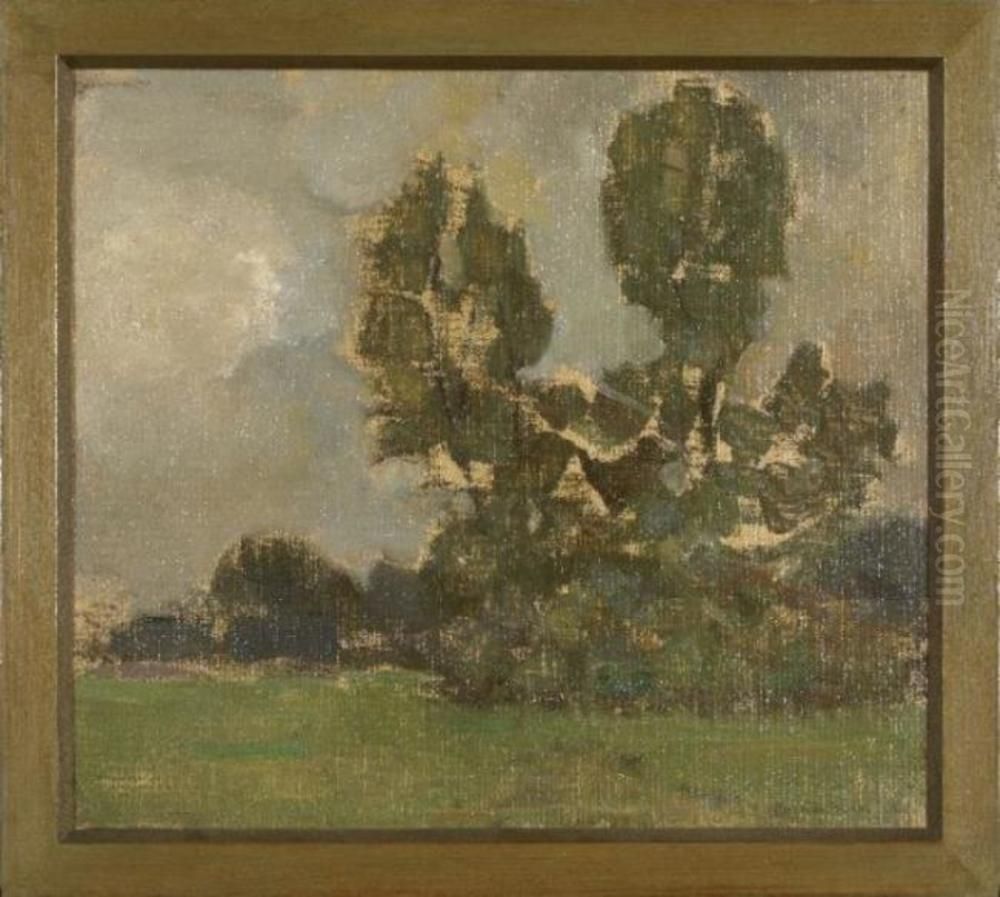 Veld met bomengroep bij avond II Oil Painting by Piet Mondrian