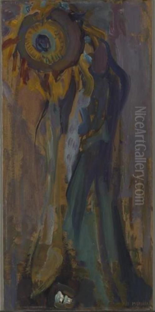 Dying sunflower I Oil Painting by Piet Mondrian