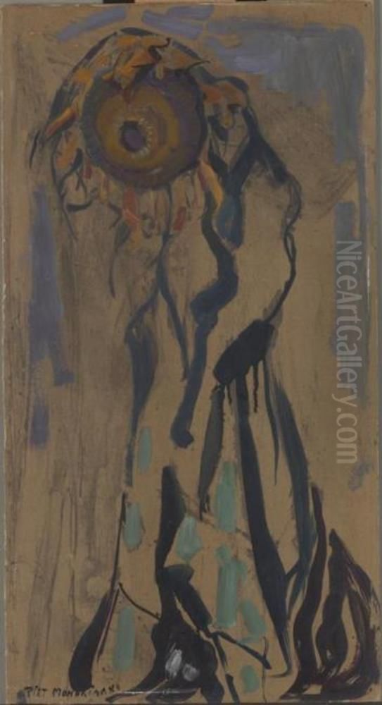 Dying sunflower II Oil Painting by Piet Mondrian