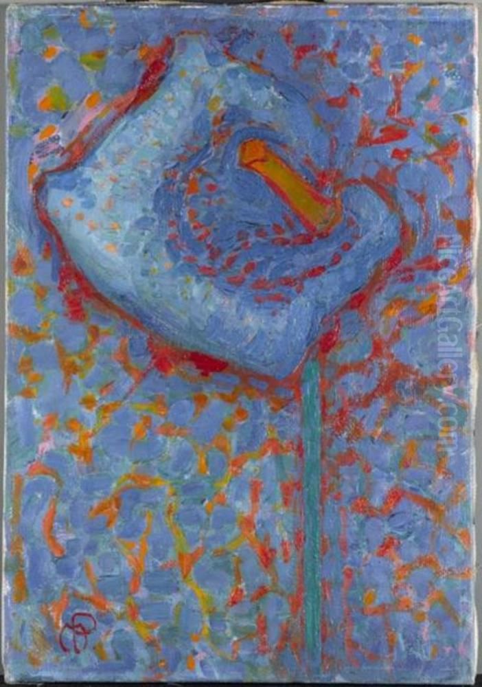 Aaronskelk; Blauwe bloem Oil Painting by Piet Mondrian