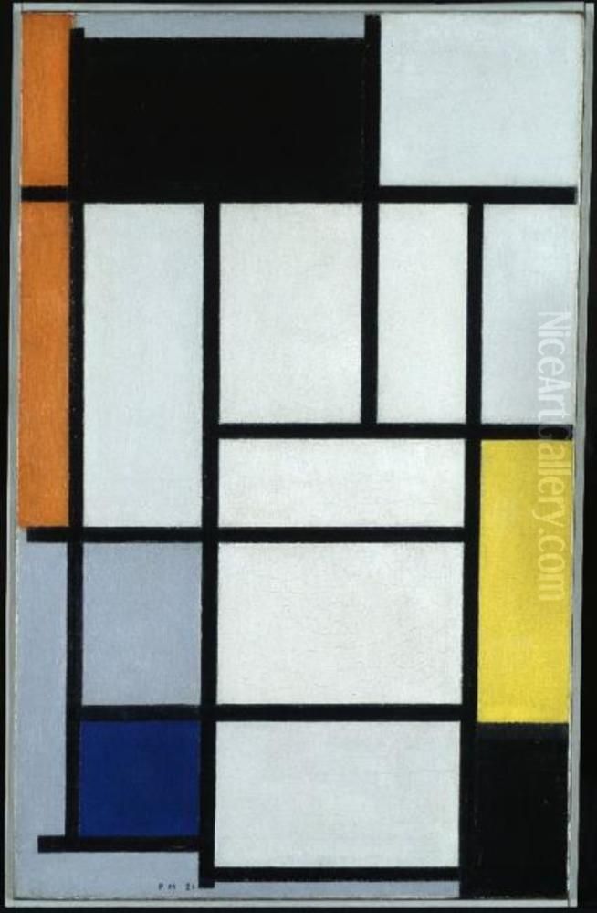 Composition with red, black, yellow, blue and grey Oil Painting by Piet Mondrian