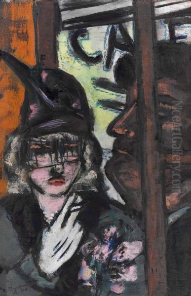 Klein cafe, draaideur Oil Painting by Max Beckmann
