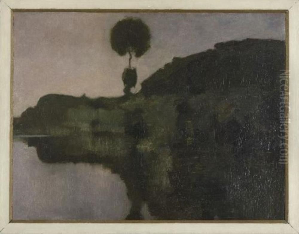 Isolated tree on the Gein in late evening Oil Painting by Piet Mondrian